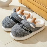Men’s Christmas Elk Slippers – Warm Winter Indoor House Shoes